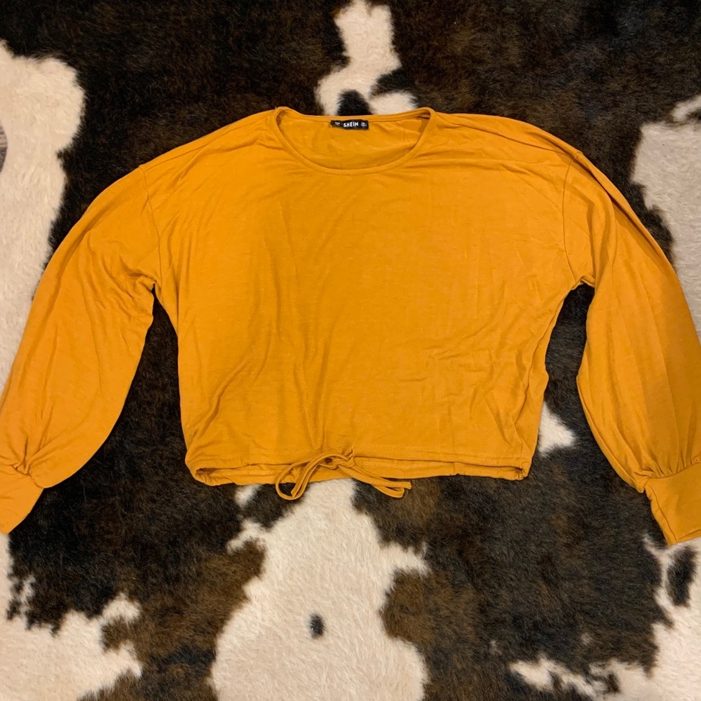Women’s Mustard Yellow Crop Top Balloon Sleeves